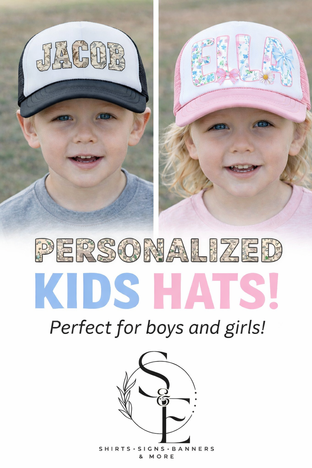 Kids Personalized Trucker Cap Camo